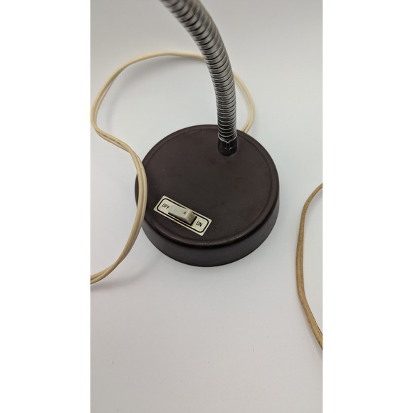 Vintage Brown Metal Gooseneck Desk Lamp Mid Century Modern Adjustable  Light - Picture 2 of 9